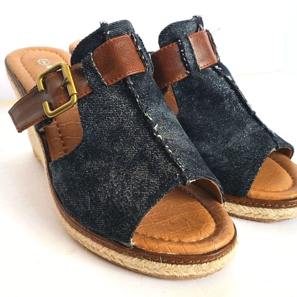 DPN Collection Denim Espidrille Wrdge Sandal sz 6